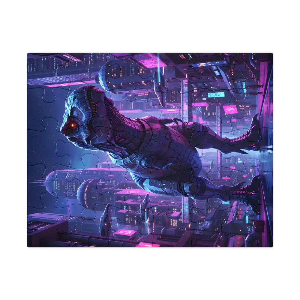 Cyberpunk T-Rex 
 Jigsaw Puzzle in Tin Box