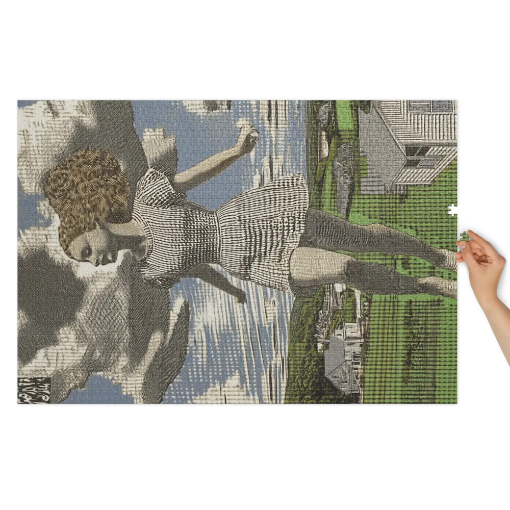 Soaring Woman in Checkered Dress | Jigsaw Puzzle (252/520 pieces)