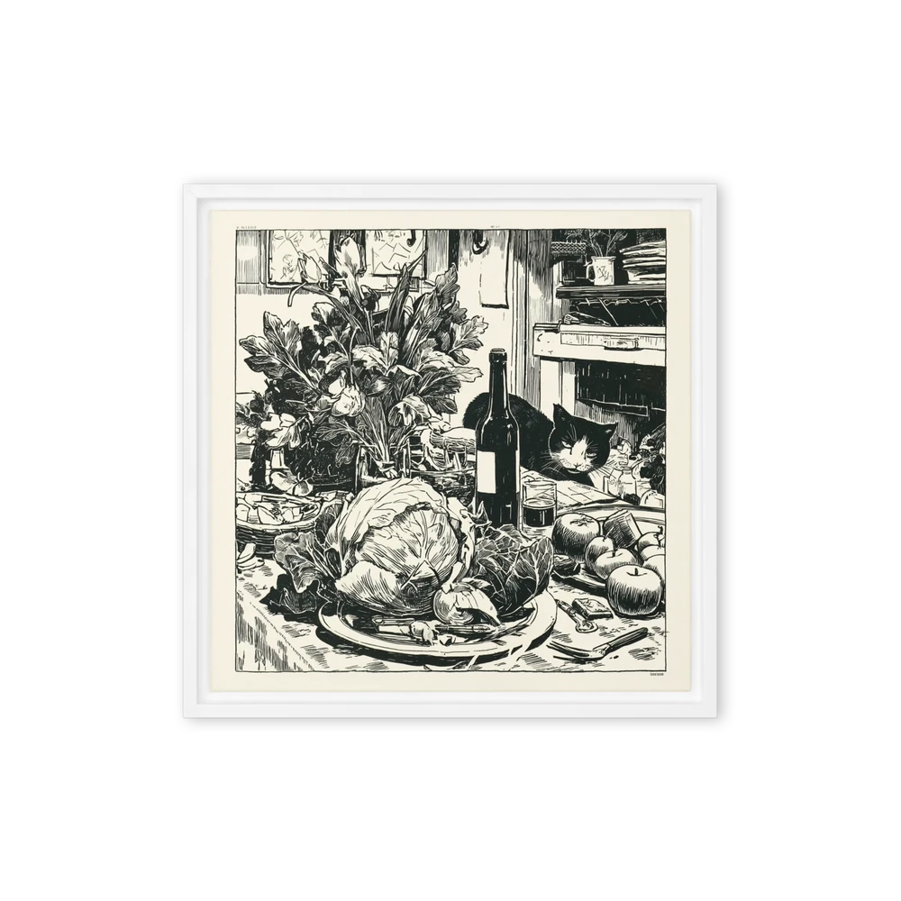 Still Life with Cabbage and Cat | Art Print