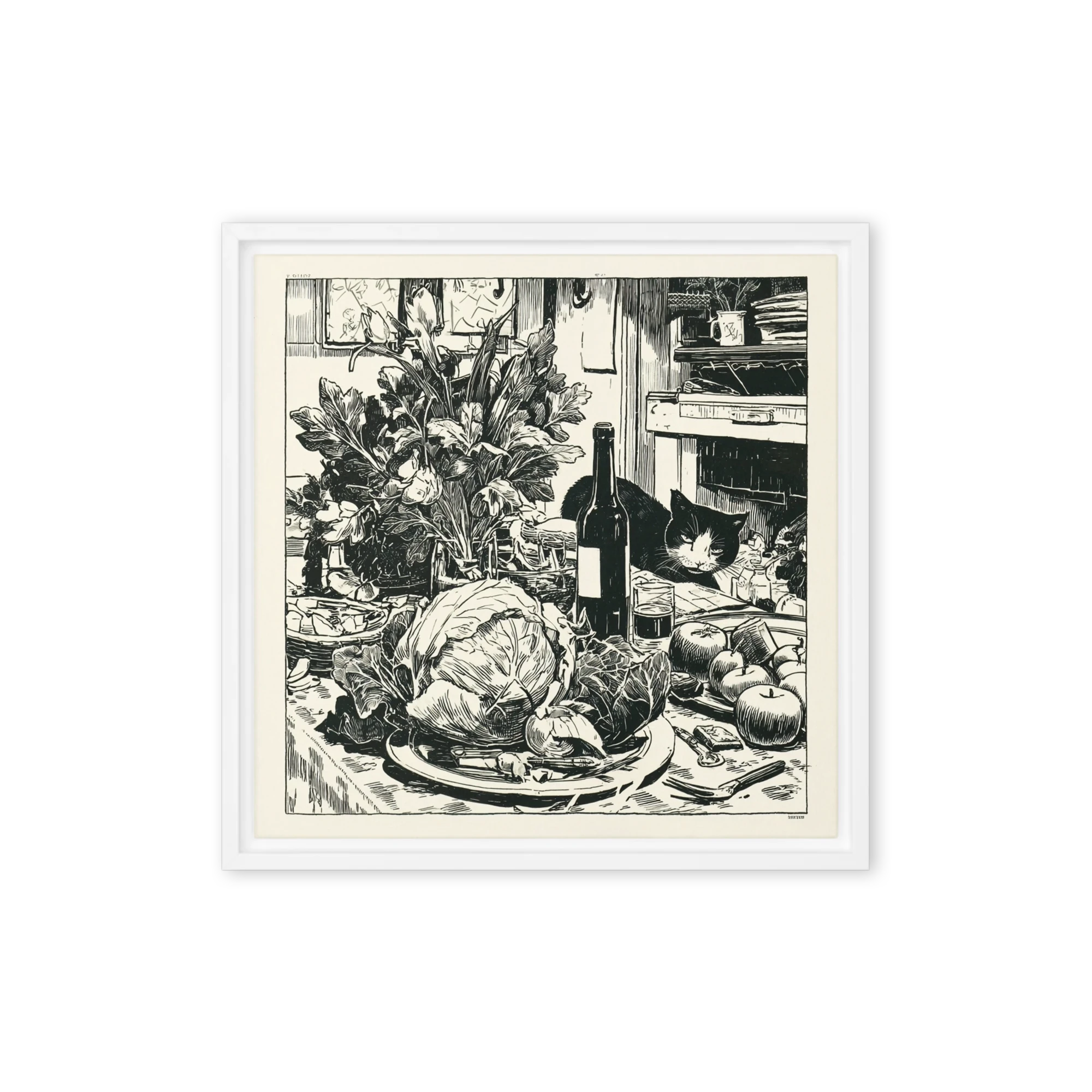 Still Life with Cabbage and Cat