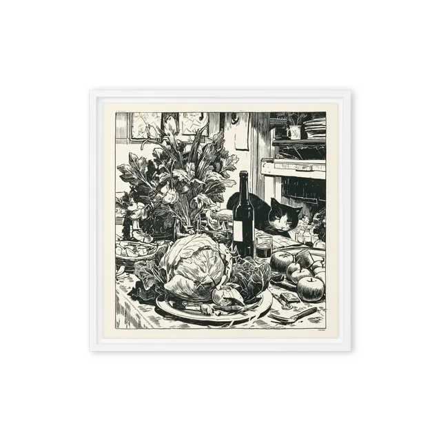 Still Life with Cabbage and Cat | Art Print