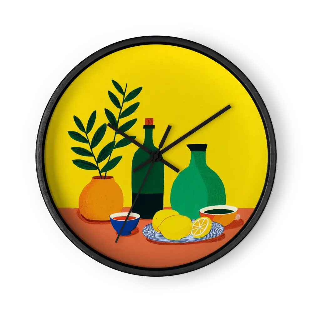 Lemons and Green Bottles | Wall Clock