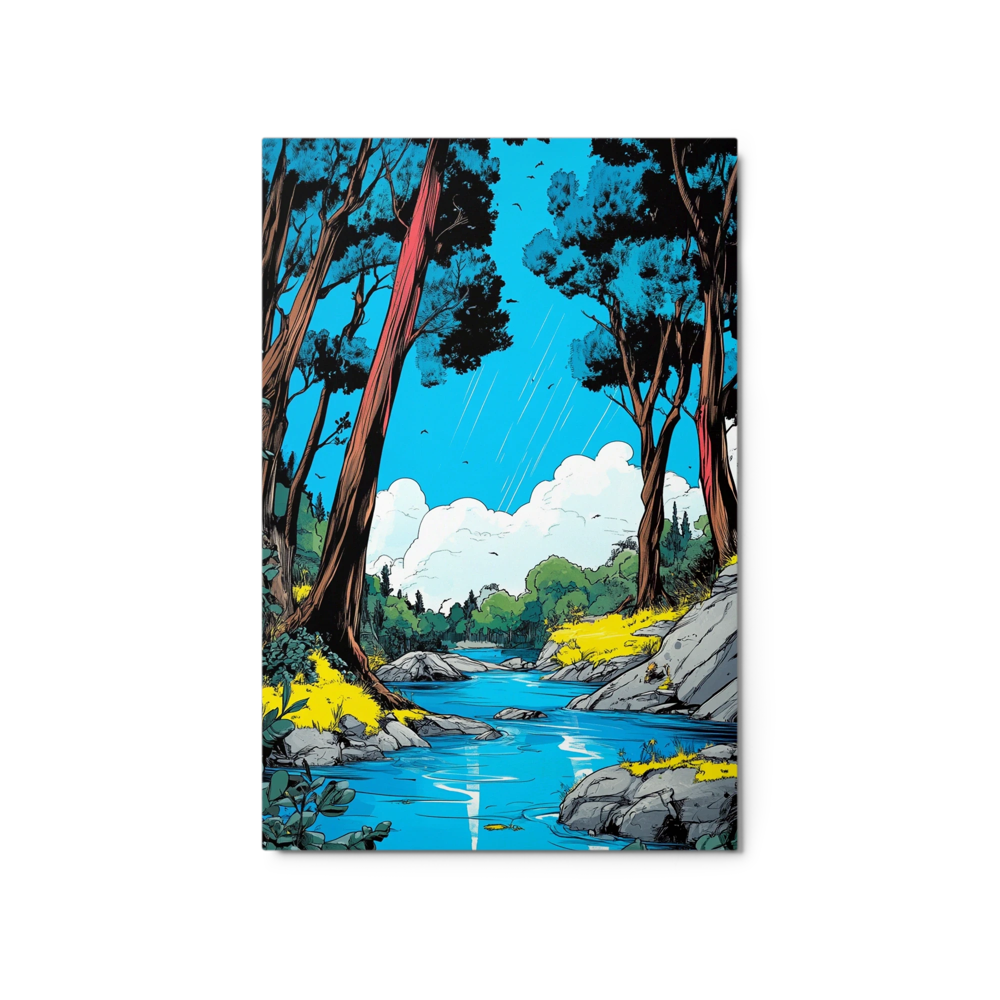 Serene River Landscape Illustration