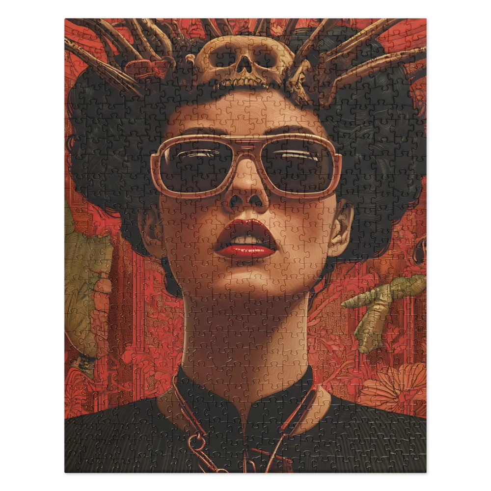Woman with Skull Headdress 
 Jigsaw Puzzle in Tin Box