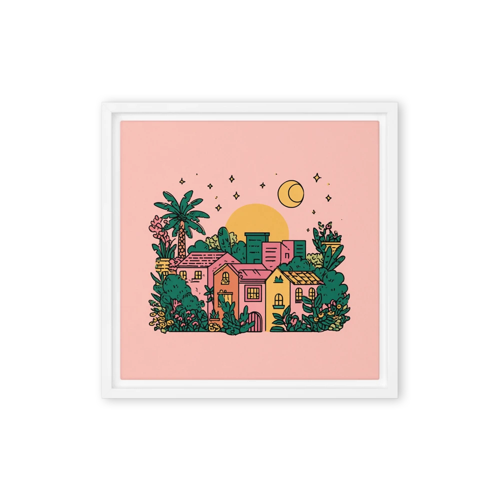 Pastel Village Night | Art Print