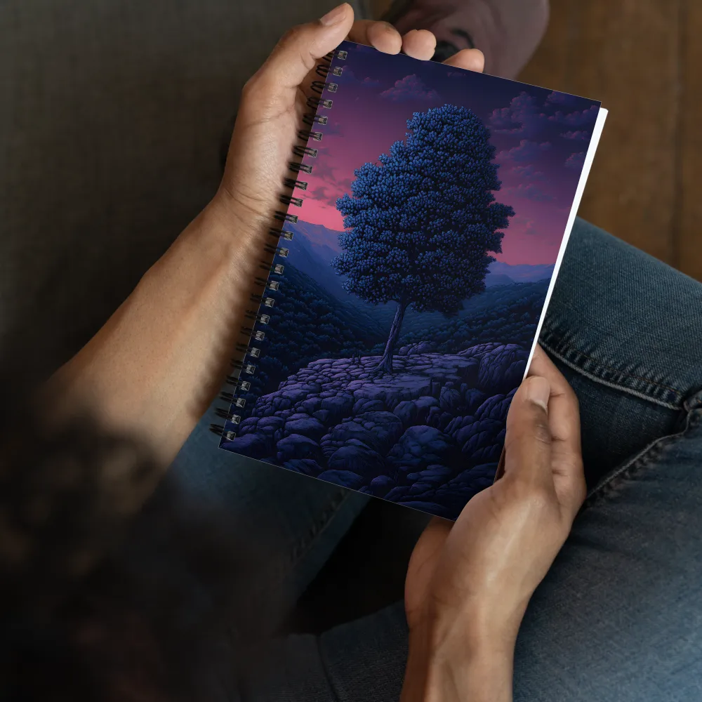 Solitary Pixel Tree at Dusk 
 Spiral Notebook | 140 pages