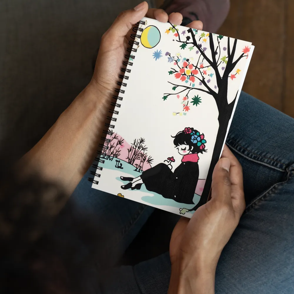 Whimsical Solitude Under the Blossom Tree 
 Spiral Notebook | 140 pages