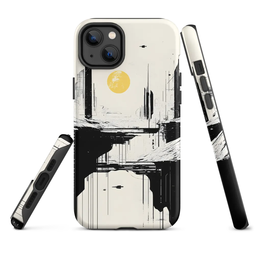 Yellow Sun Over Sci-Fi City | Phone Case