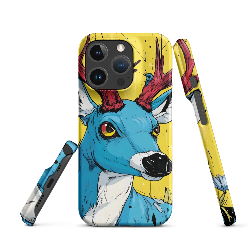 Stylized Blue Deer with Pink Antlers | Phone Case