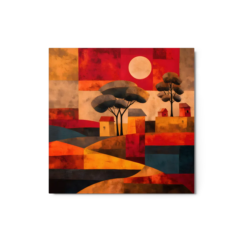 Abstract Village Landscape 
 Canvas | 8″x 8″