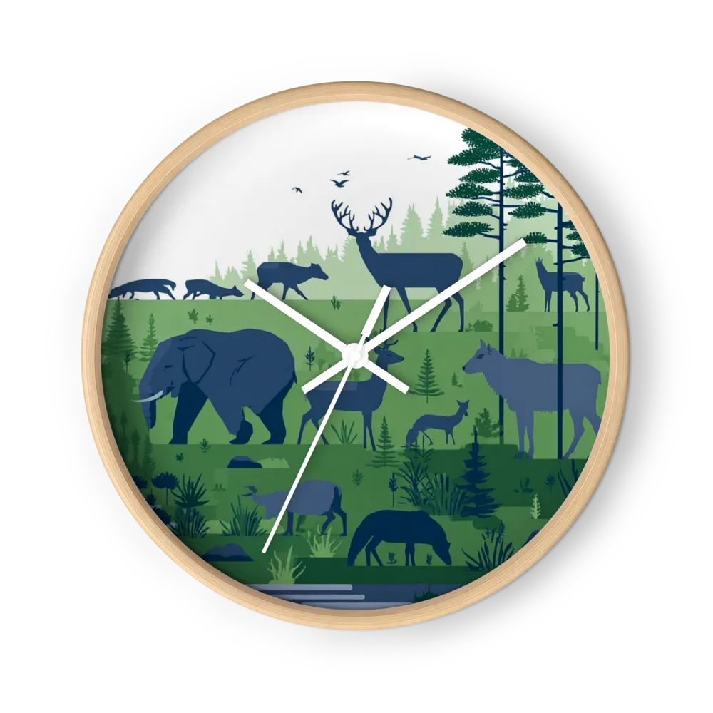 Forest Wildlife Silhouettes | Wall Clock
