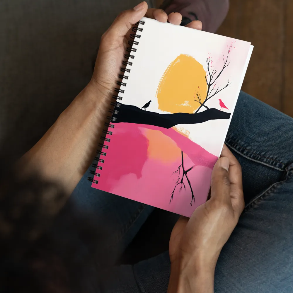 Pink Sunset Birds Reflection 
 Spiral Notebook | 140 pages