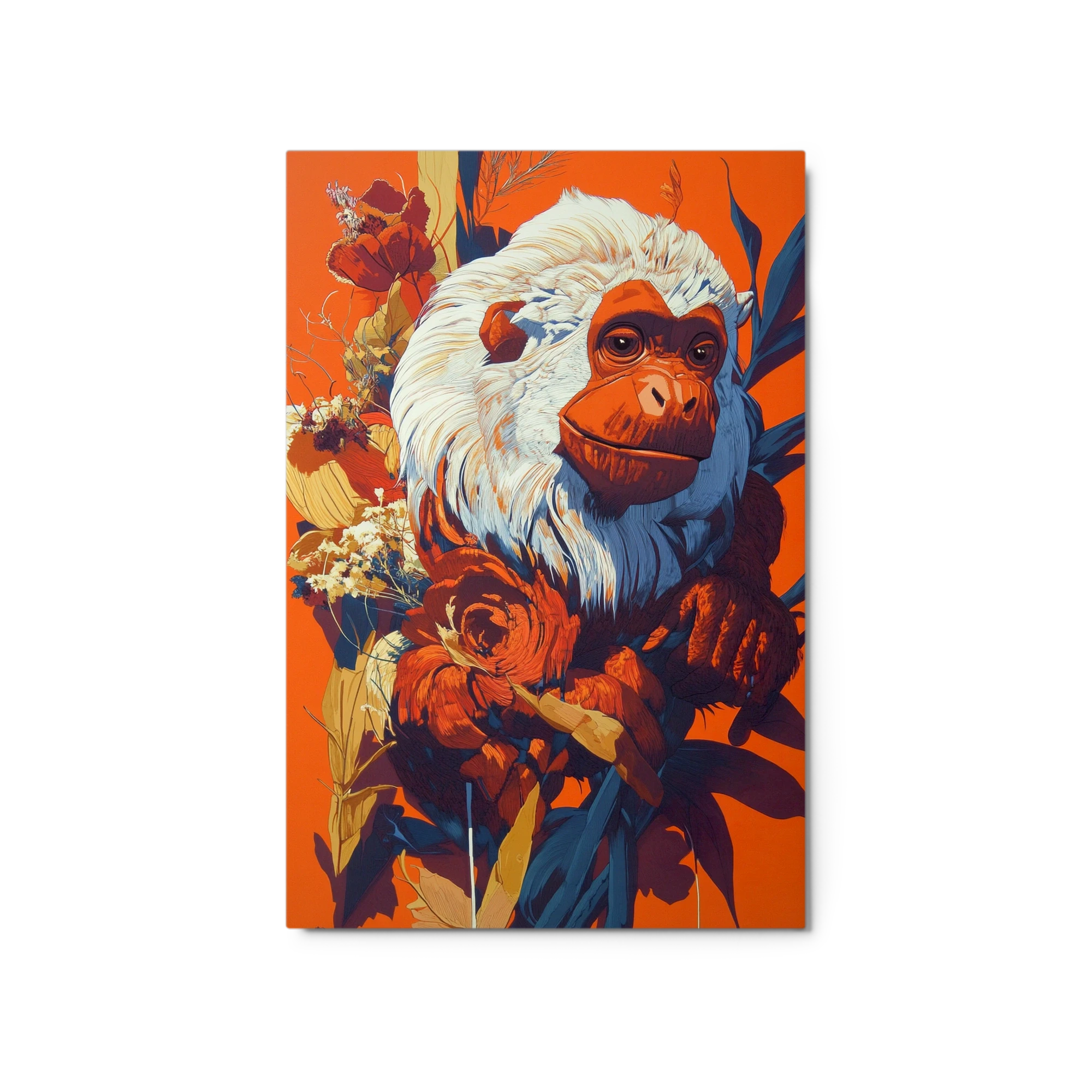 Monkey Surrounded by Flowers