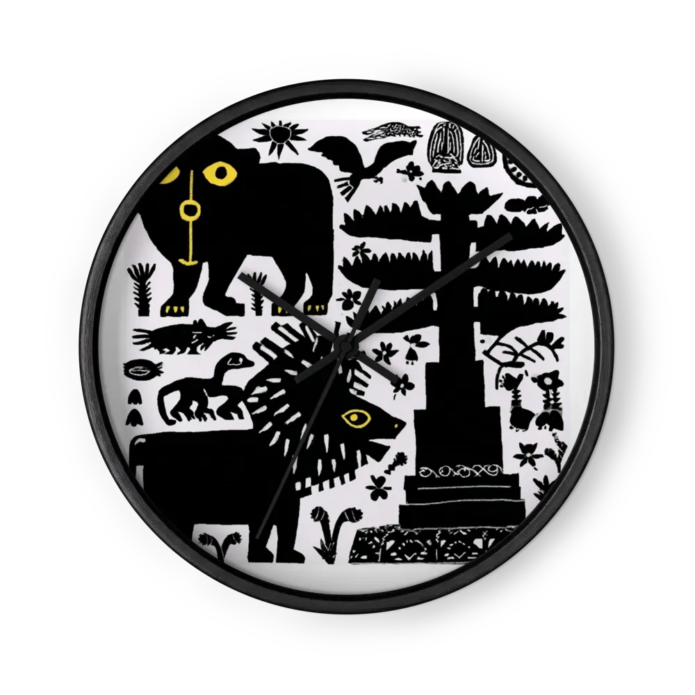 Folk Art Lions | Wall Clock
