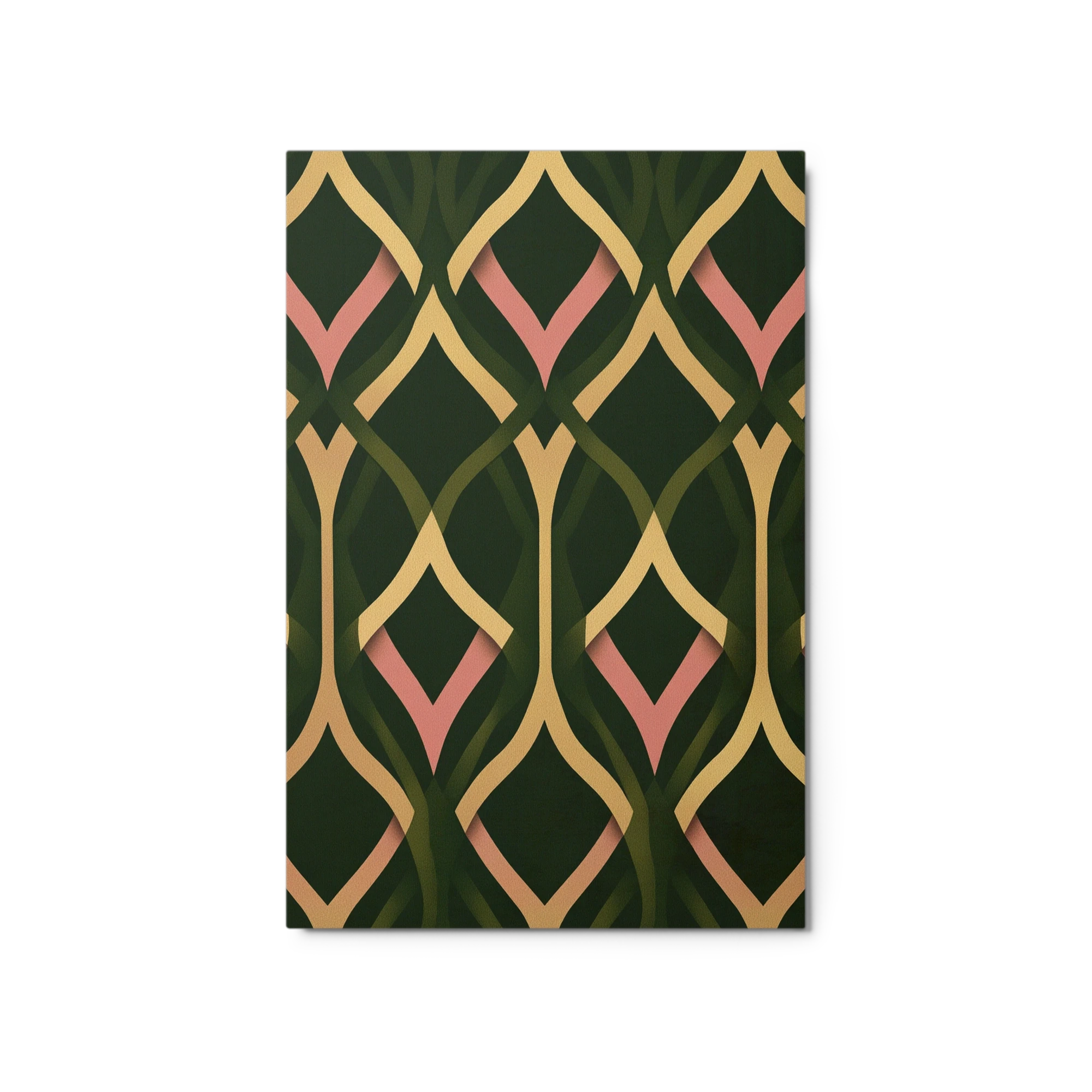 Abstract Geometric Pattern in Green and Pink