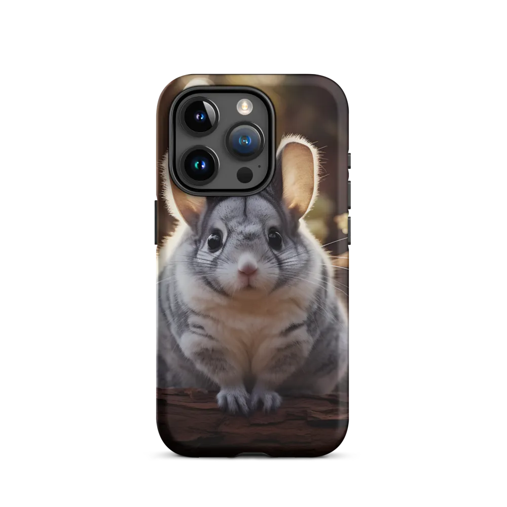 Gray and White Chinchilla on a Log | Phone Case