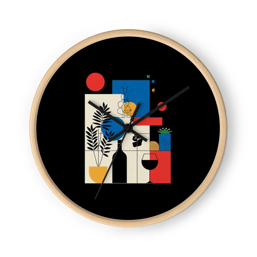 Geometric Wine & Plant | Wall Clock