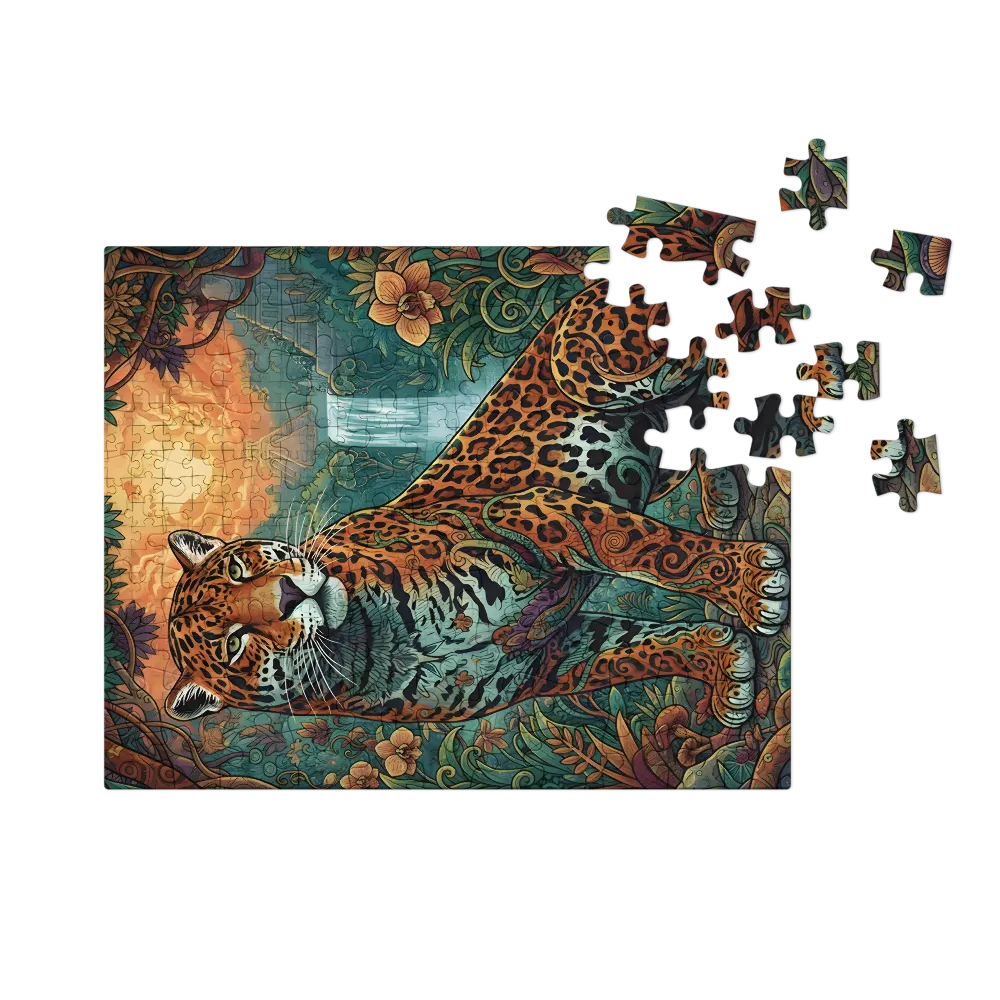 Jaguar of the Falls 
 Jigsaw Puzzle in Tin Box