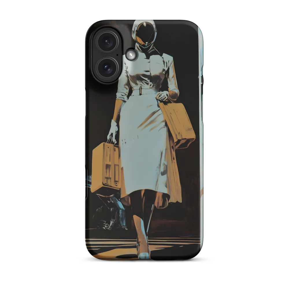 Surreal Woman in Mask with Suitcases | Phone Case