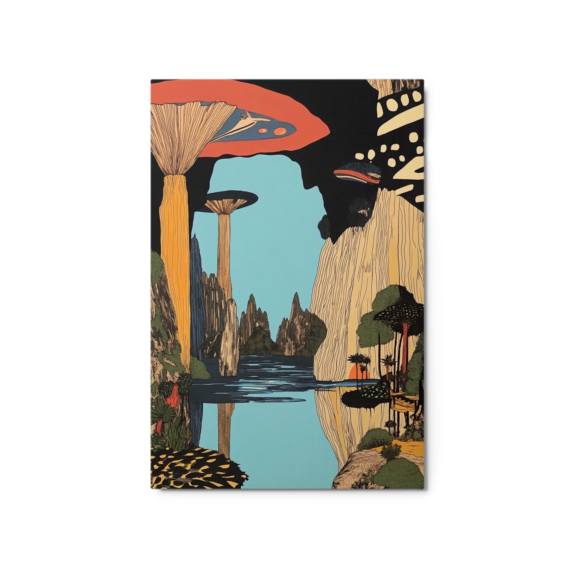 Surreal Landscape with Giant Mushrooms