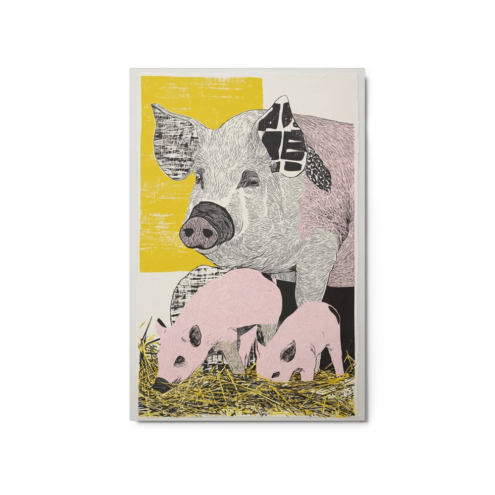 Mother Pig and Piglets | Art Print