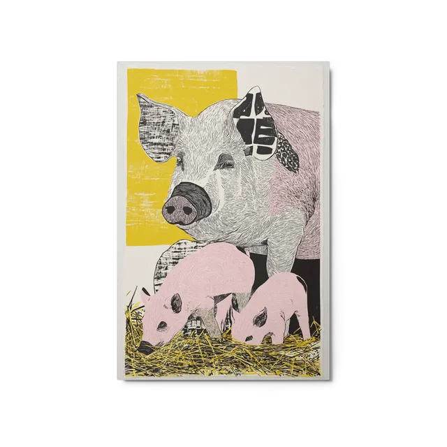 Mother Pig and Piglets | Art Print