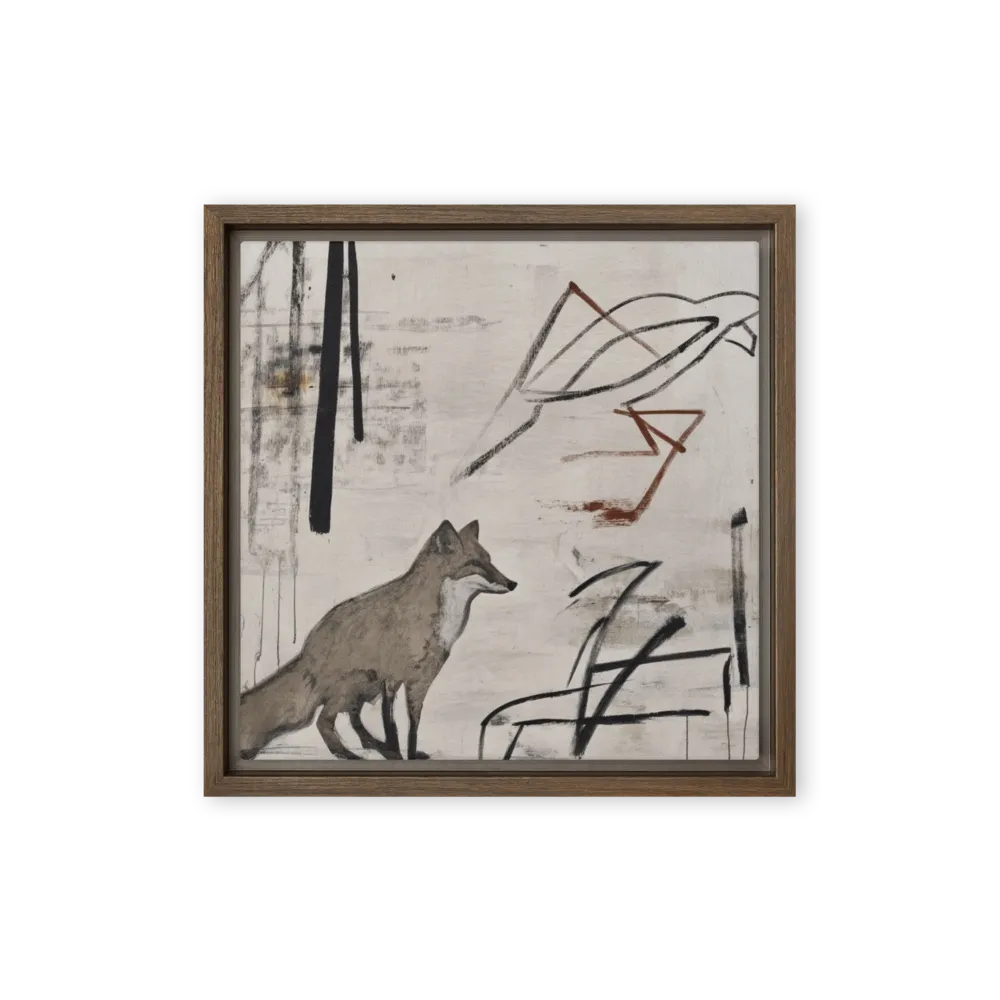 The Fox and the Flight 
 Canvas with Brown Frame