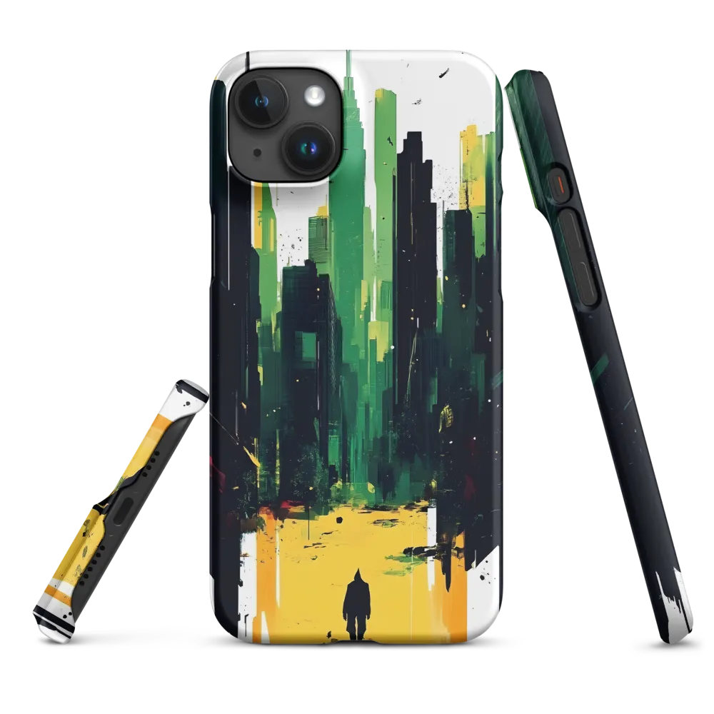 Abstract Urban Cityscape in Green and Yellow | Phone Case