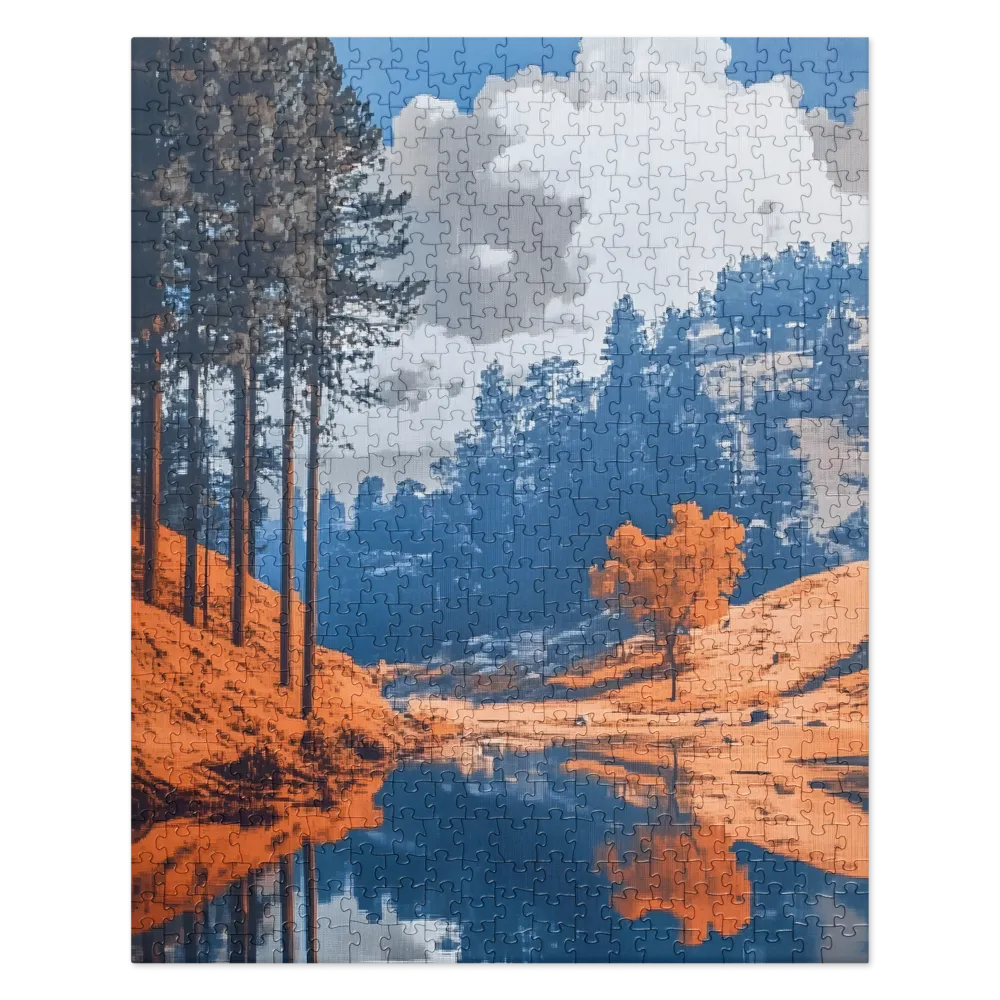 Duotone Lake Landscape 
 Jigsaw Puzzle in Tin Box