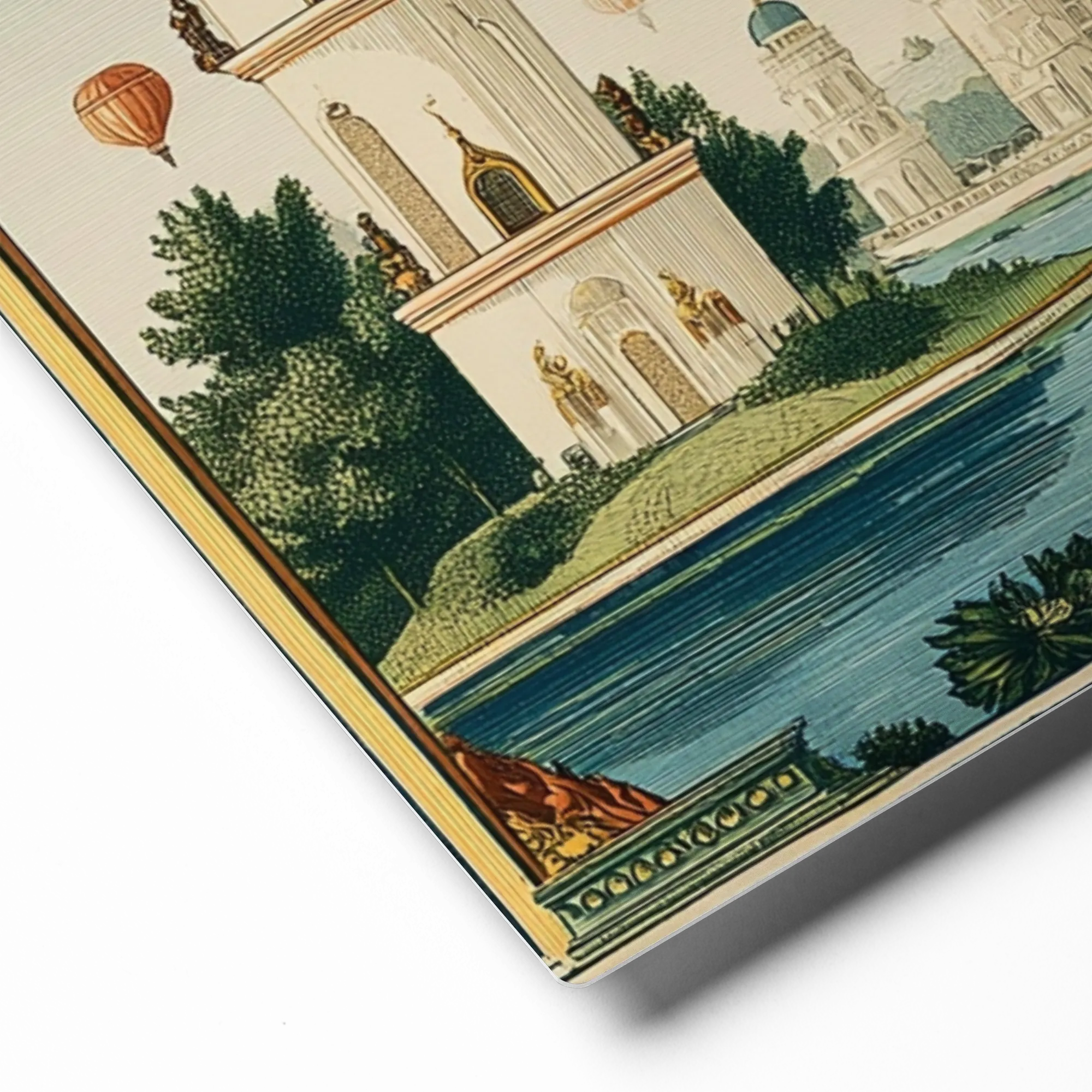 Balloons Over the Ivory Towers 
 Canvas with Brown Frame