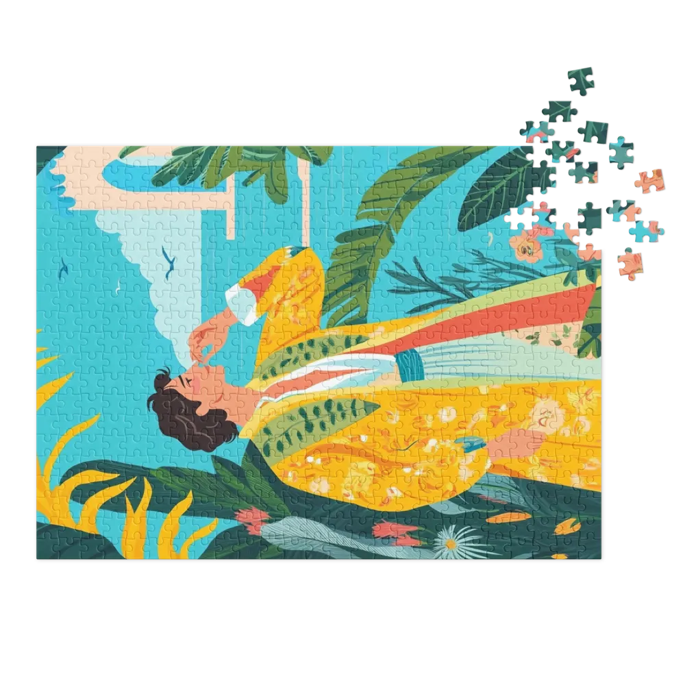 Stylish Man in Tropical Setting