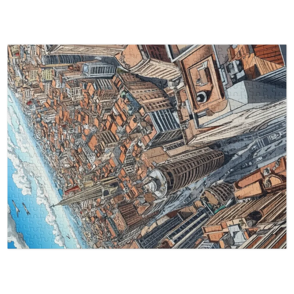 Aerial Urban Sprawl 
 Jigsaw Puzzle in Tin Box
