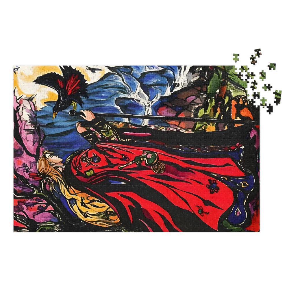 Vibrant Figure in Red Cloak | Jigsaw Puzzle (252/520 pieces)