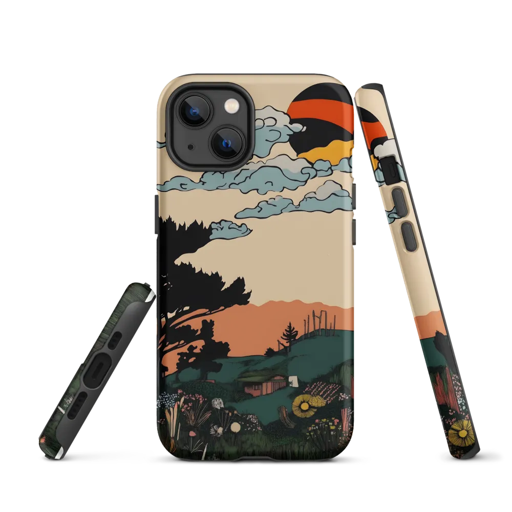 Stylized Landscape with Sunset | Phone Case