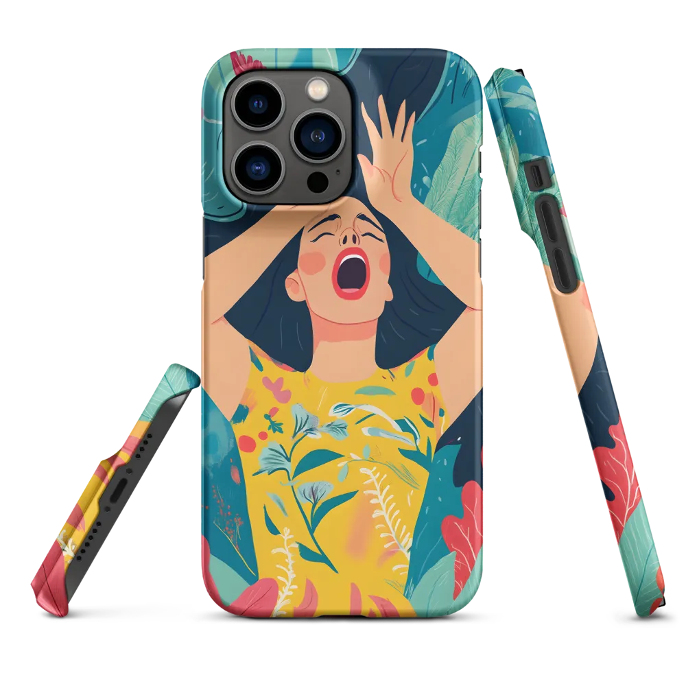 Frustrated Woman Surrounded by Flora | Phone Case