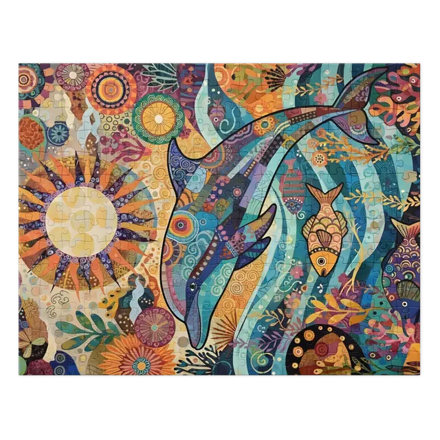 Sunlit Dolphin Mosaic | Jigsaw Puzzles