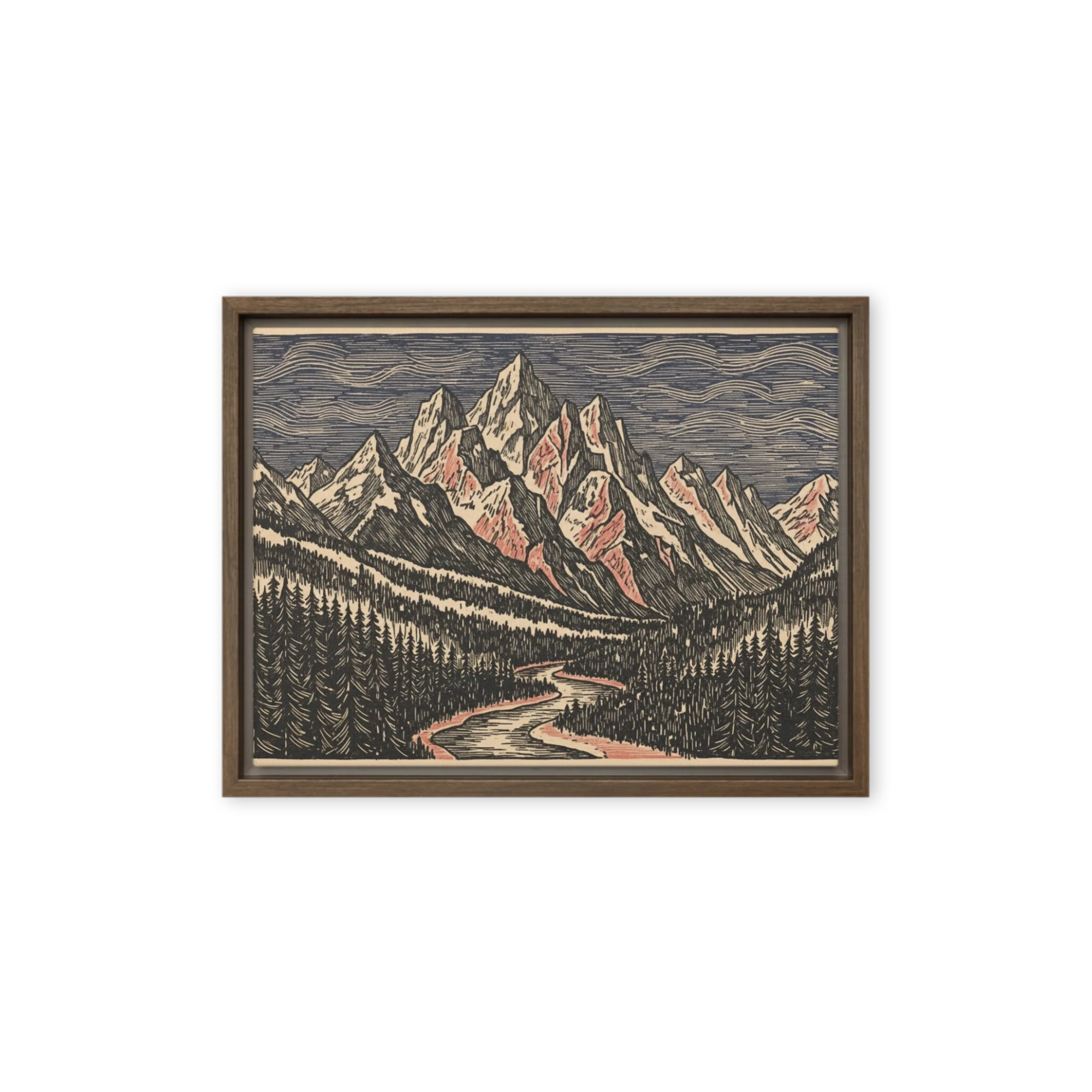 Alpine Riverwood Engraving | Art Print