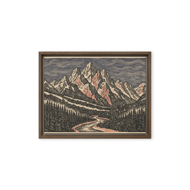 Alpine Riverwood Engraving | Art Print