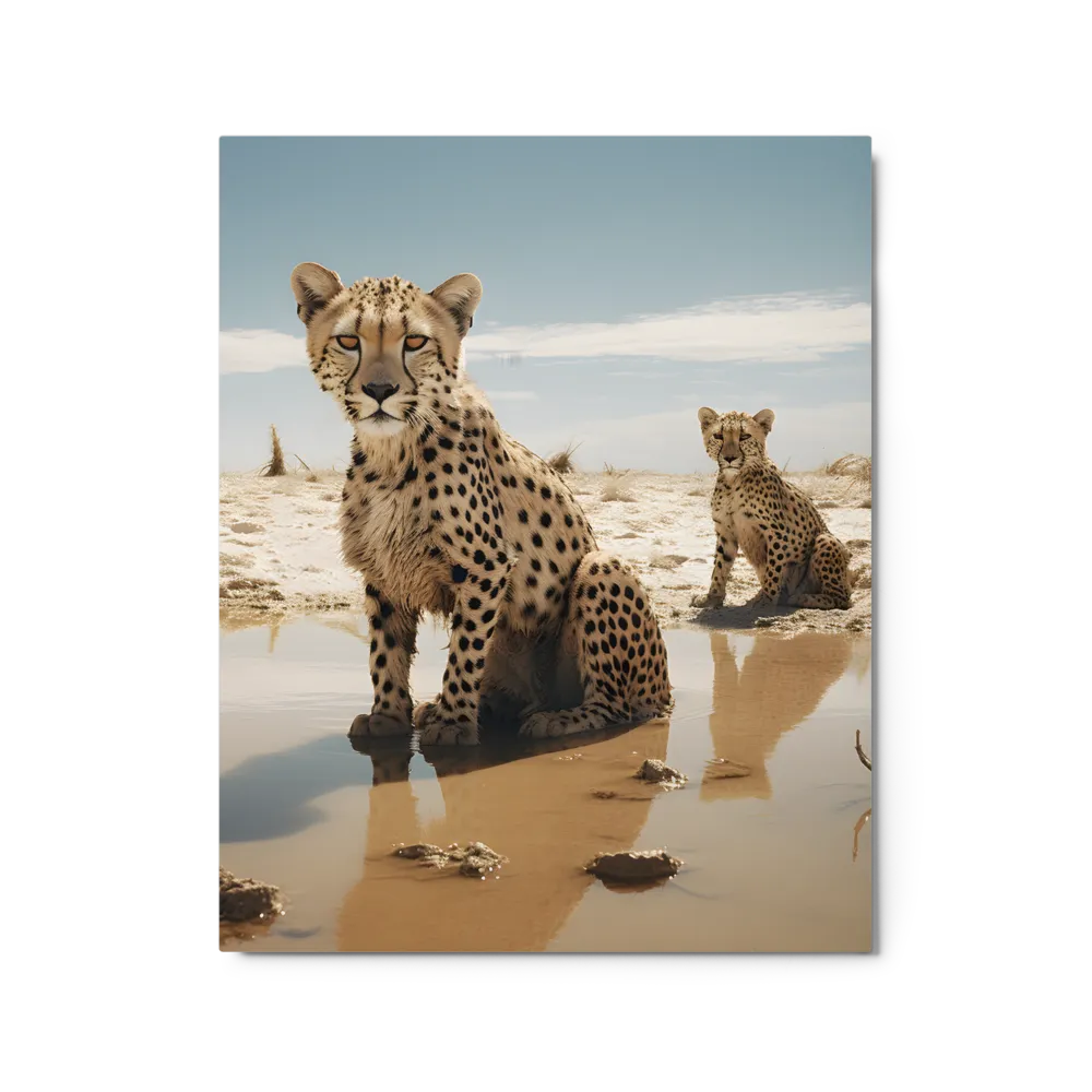 Cheetahs in Desert Landscape