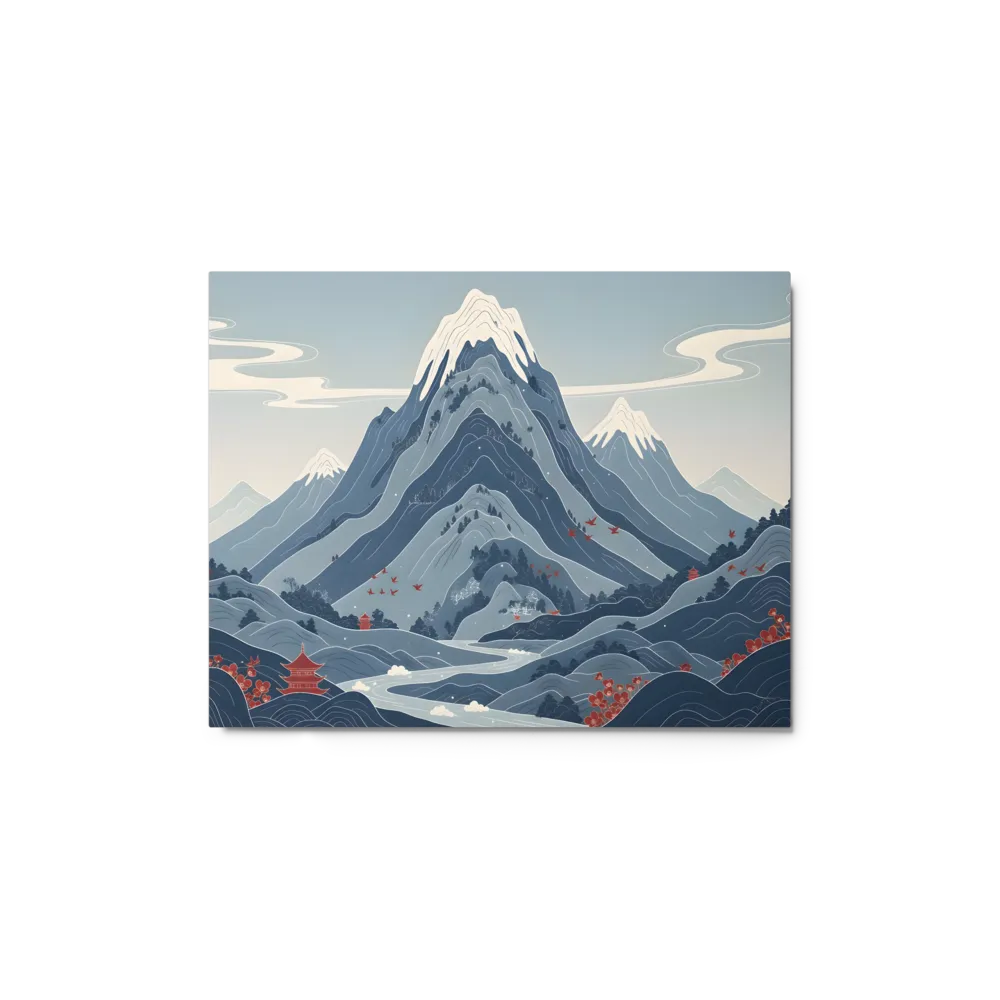 Tranquil Ukiyo-e Mountains 
 Canvas | 8″x 12″