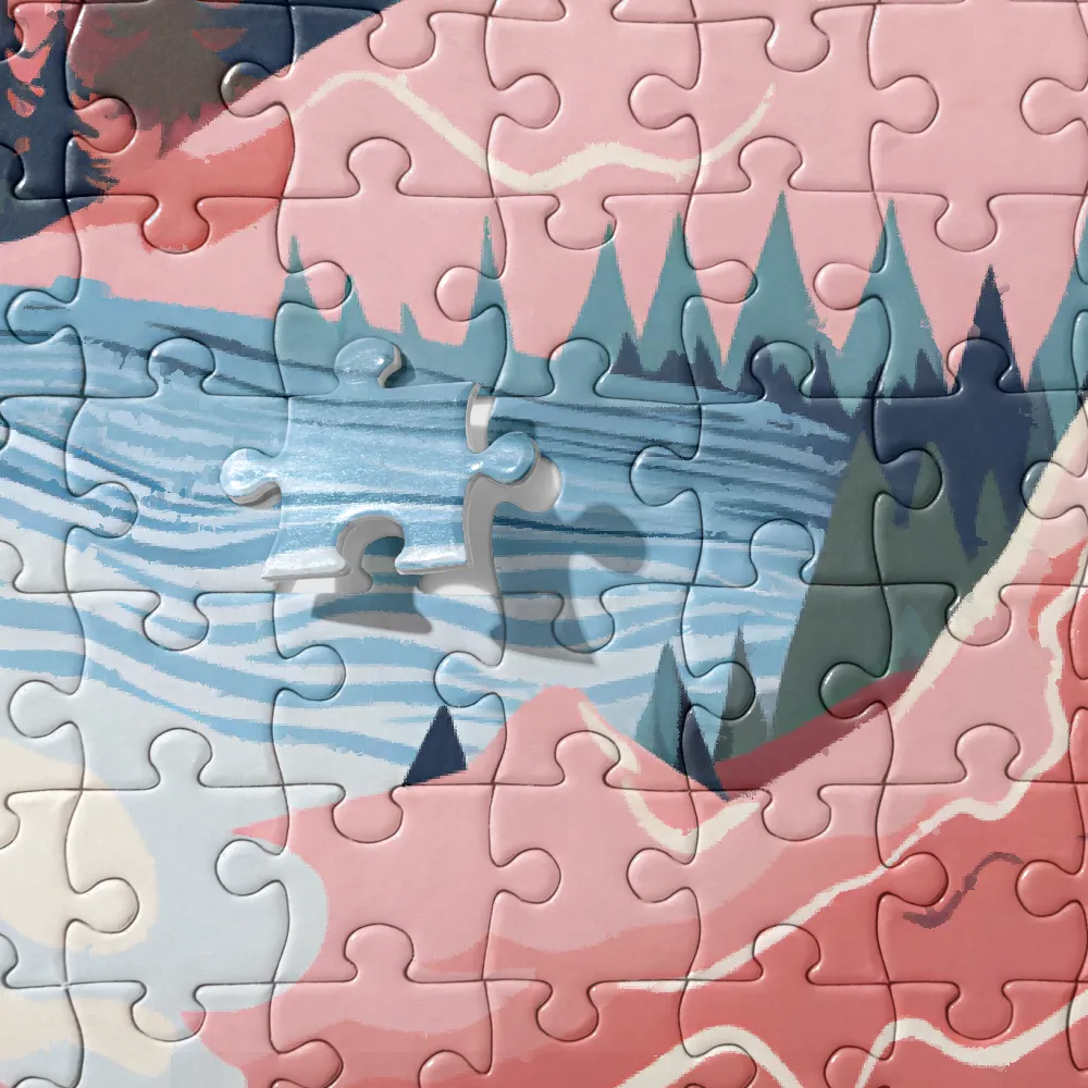 Fantastical Mountain Lake 
 Jigsaw Puzzle in Tin Box