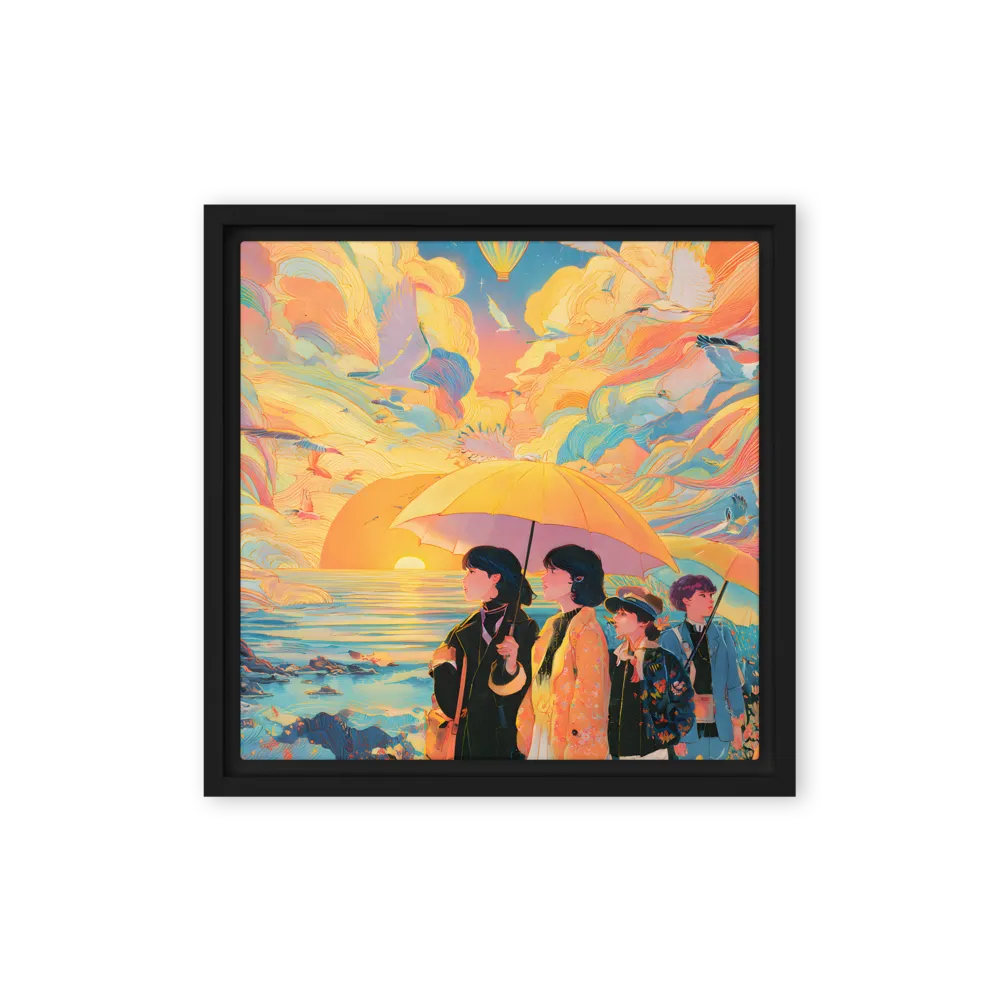 Umbrellas at Sunset Shore | Art Print