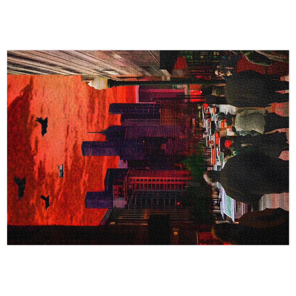 Crimson Apocalypse City 
 Jigsaw Puzzle in Tin Box