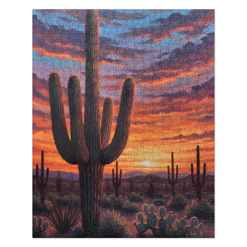 Desert Sentinel Sunset 
 Jigsaw Puzzle in Tin Box