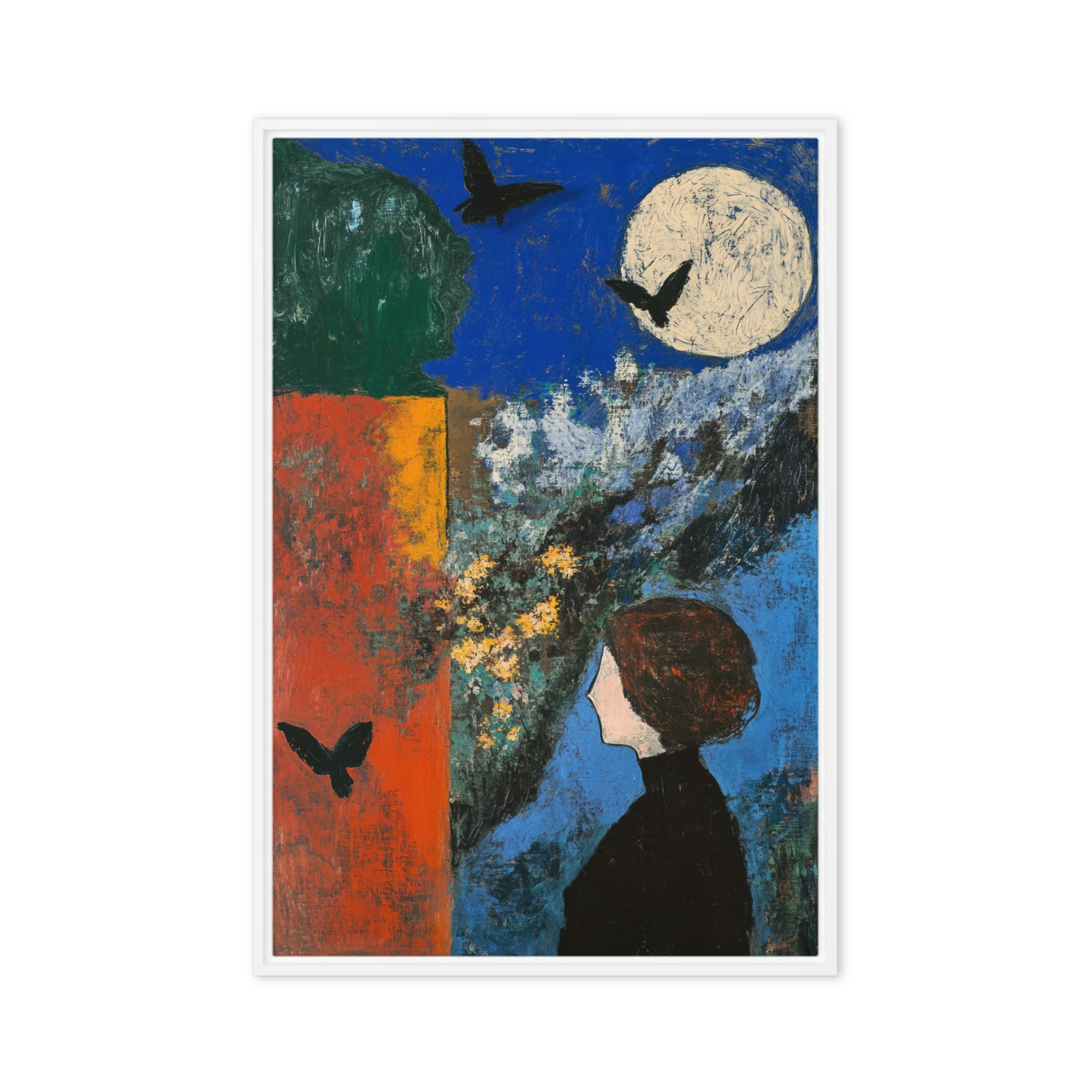 Profile Under Moonlit Sky | Art Print