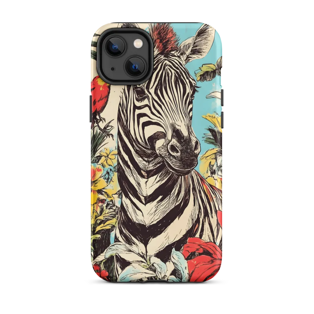 Zebra with Tropical Foliage | Phone Case