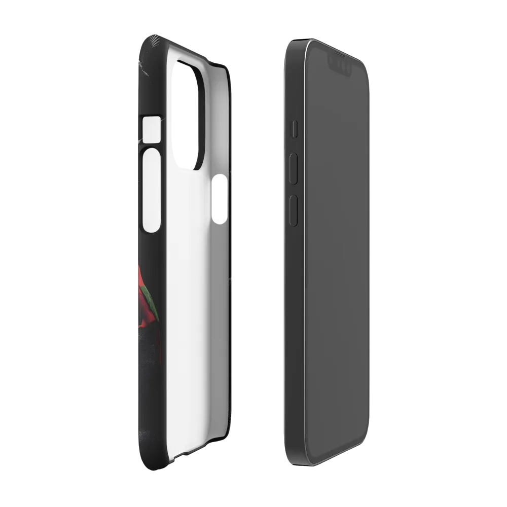 Monochrome Echoes and Scarlet Wings | Phone Case
