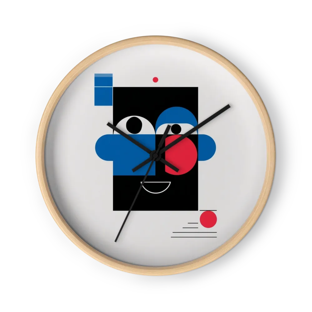 Geometric Portrait in Primary Colors | Wall Clock
