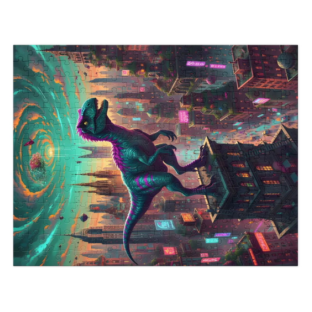 Neon Raptor Skyline | Jigsaw Puzzles
