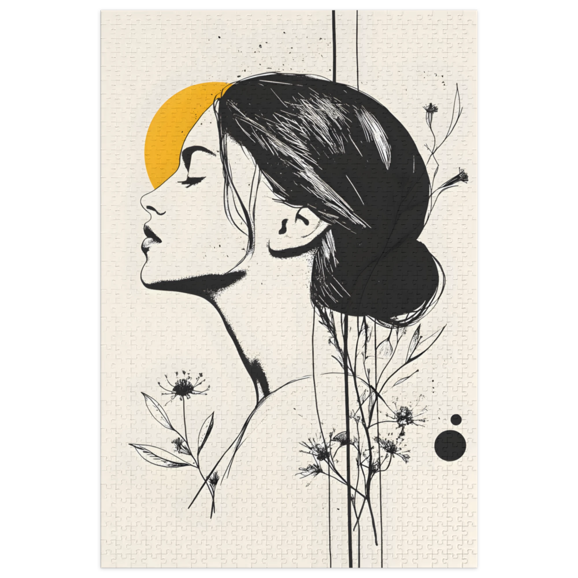 Minimalist Silhouette with Yellow Sun | Jigsaw Puzzles